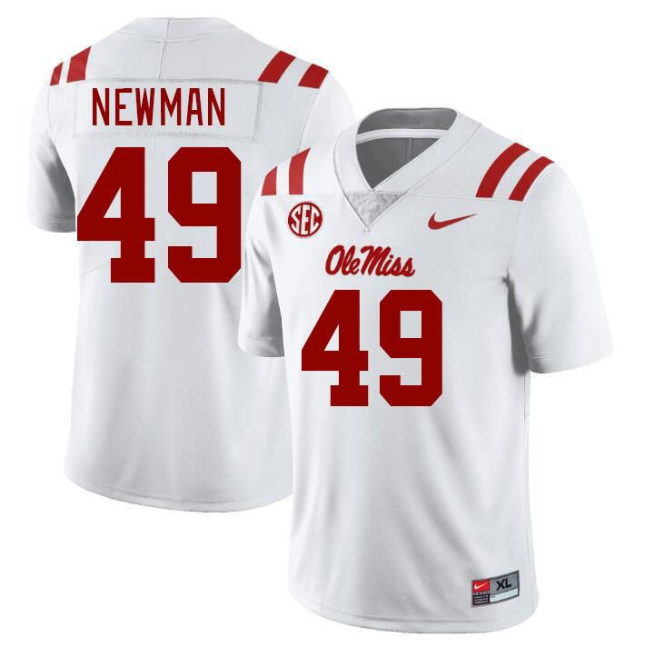 Men #49 Daniel Newman Ole Miss Rebels College Football Jerseys Stitched Sale-White - Click Image to Close